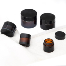 Stock Popular Straight Sided Amber Glass Jars with lids for cosmetic cream